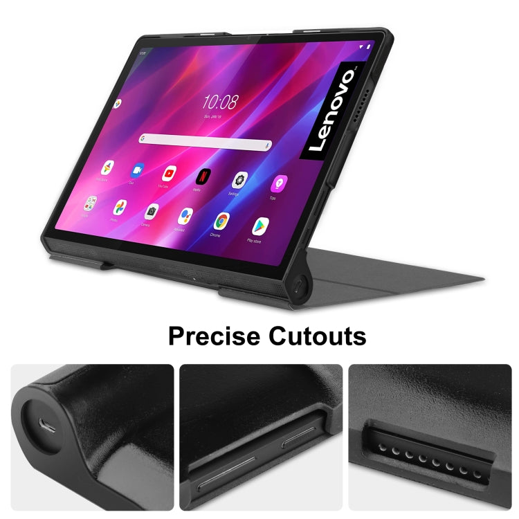 For Lenovo Yoga Tab 11 / YT-J706X Custer Texture Horizontal Flip PU Leather Case with Holder & Sleep / Wake-up Function(Grey) - Lenovo by buy2fix | Online Shopping UK | buy2fix