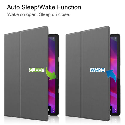 For Lenovo Yoga Tab 11 / YT-J706X Custer Texture Horizontal Flip PU Leather Case with Holder & Sleep / Wake-up Function(Grey) - Lenovo by buy2fix | Online Shopping UK | buy2fix