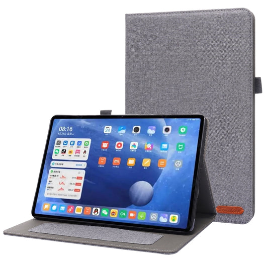 For Xiaomi Pad 5 / 5 Pro Horizontal Flip TPU + Fabric PU Leather Protective Case with Name Card Clip(Grey) by buy2fix
