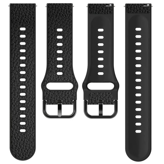 20mm Two-layer Cowhide Leather Watch Band(Black) - Watch Bands by buy2fix | Online Shopping UK | buy2fix