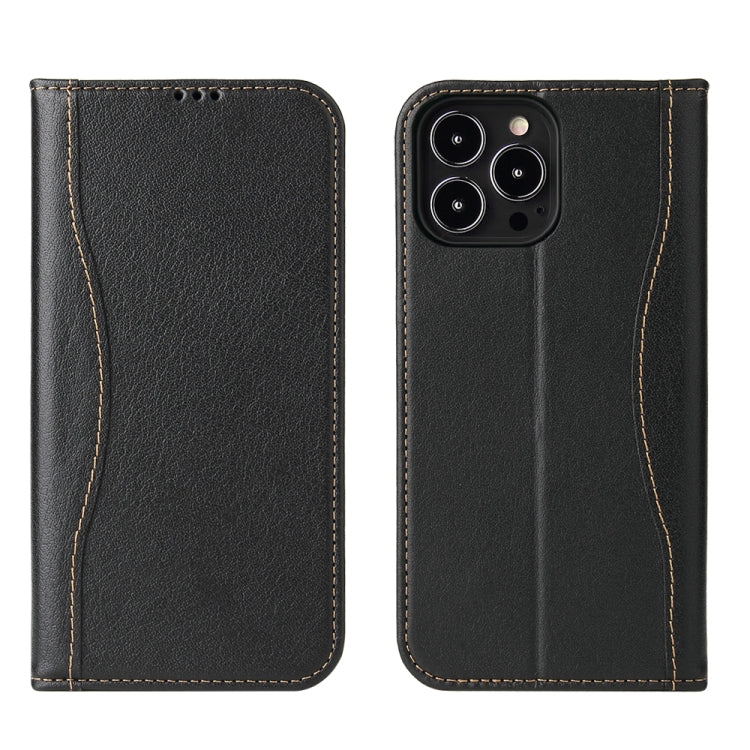 For iPhone 13 Pro Genuine Leather Horizontal Flip Leather Case with Holder & Card Slots & Wallet (Black) - iPhone 13 Pro Cases by buy2fix | Online Shopping UK | buy2fix