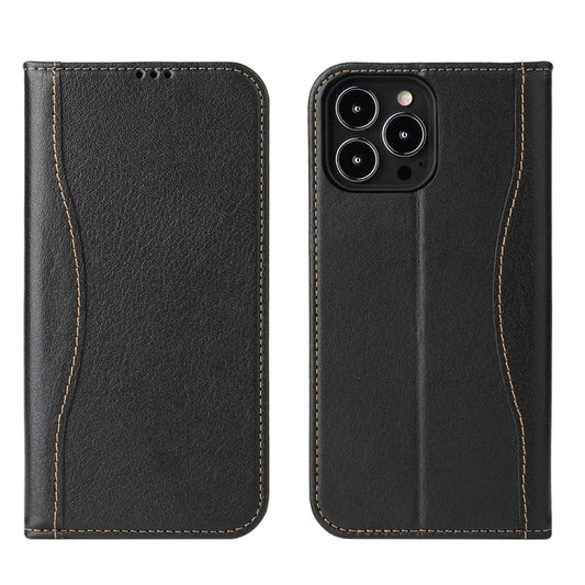 For iPhone 13 Pro Genuine Leather Horizontal Flip Leather Case with Holder & Card Slots & Wallet (Black) - iPhone 13 Pro Cases by buy2fix | Online Shopping UK | buy2fix