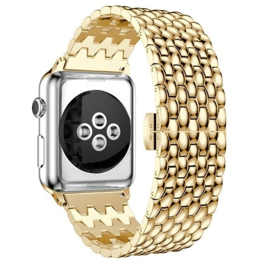 Dragon-scale Texture Metal Watch Band For Apple Watch Series 9&8&7 41mm / SE 3&SE 2&6&SE&5&4 40mm / 3&2&1 38mm(Gold) - Watch Bands by buy2fix | Online Shopping UK | buy2fix