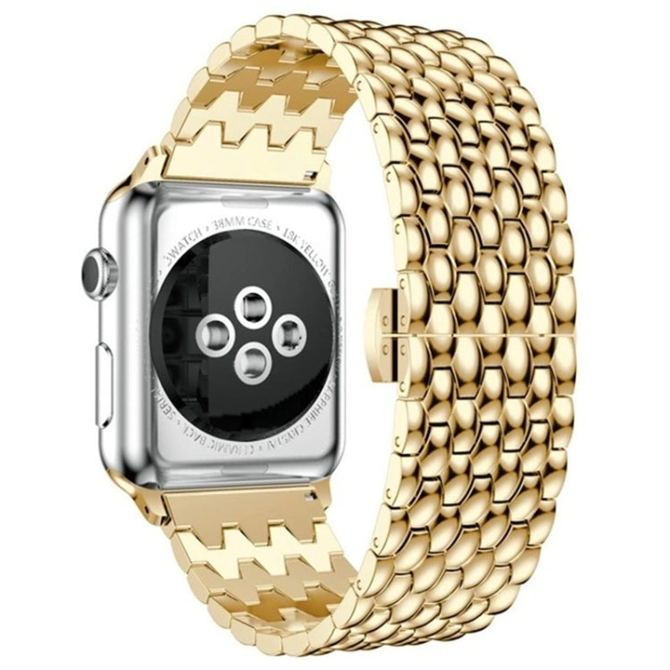 Dragon-scale Texture Metal Watch Band For Apple Watch Series 9&8&7 41mm / SE 3&SE 2&6&SE&5&4 40mm / 3&2&1 38mm(Gold) - Watch Bands by buy2fix | Online Shopping UK | buy2fix
