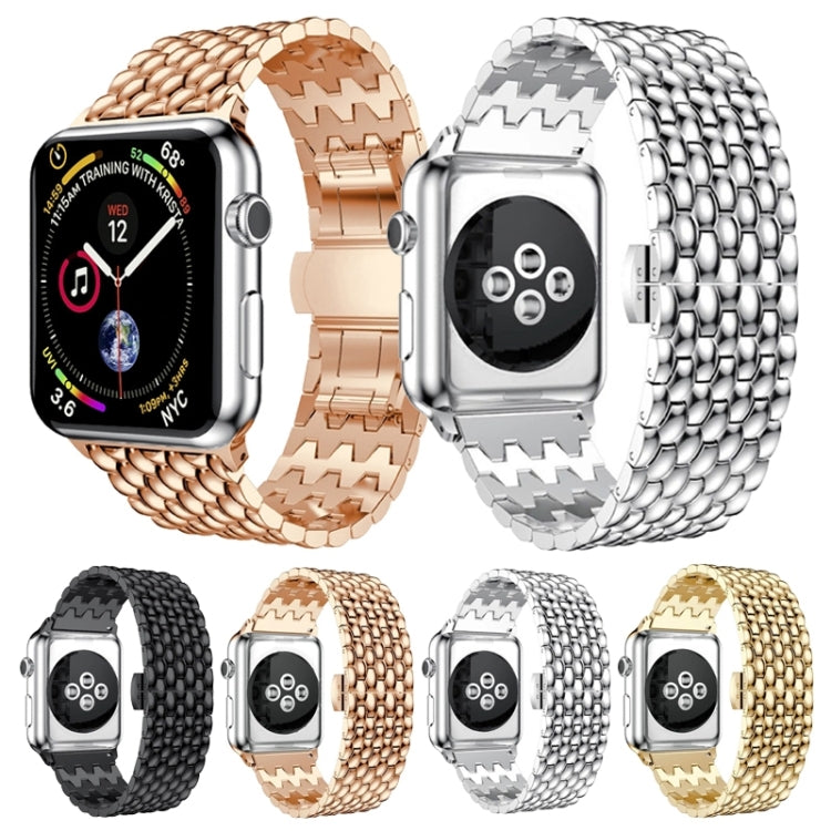 Dragon-scale Texture Metal Watch Band For Apple Watch Series 9&8&7 41mm / SE 3&SE 2&6&SE&5&4 40mm / 3&2&1 38mm(Gold) - Watch Bands by buy2fix | Online Shopping UK | buy2fix