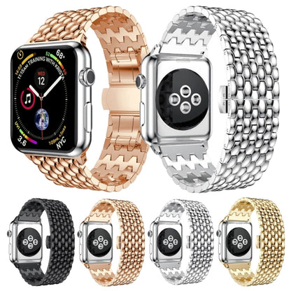 Dragon-scale Texture Metal Watch Band For Apple Watch Series 9&8&7 41mm / SE 3&SE 2&6&SE&5&4 40mm / 3&2&1 38mm(Gold) - Watch Bands by buy2fix | Online Shopping UK | buy2fix