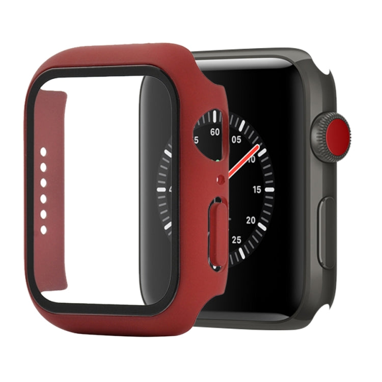Shockproof PC+Tempered Glass Protective Case with Packed Carton For Apple Watch Series 3 & 2 & 1 42mm(Red Wine) by buy2fix
