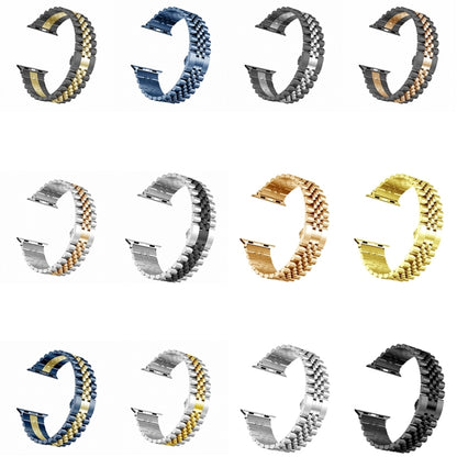 Women Five Beads Stainless Steel Watch Band Width: 20mm For Apple Watch Series 9&8&7 41mm / SE 3&SE 2&6&SE&5&4 40mm / 3&2&1 38mm(Silver + Gold) - Watch Bands by buy2fix | Online Shopping UK | buy2fix