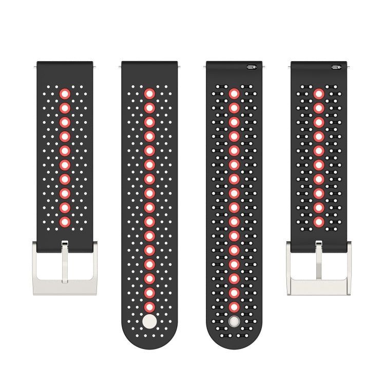 20mm Universal Colorful Hole Silicone Watch Band(Black Orange) by buy2fix