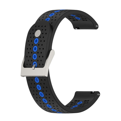 20mm Universal Colorful Hole Silicone Watch Band(Black Blue) by buy2fix
