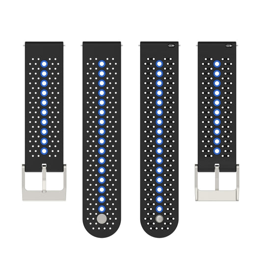 20mm Universal Colorful Hole Silicone Watch Band(Black Blue) by buy2fix