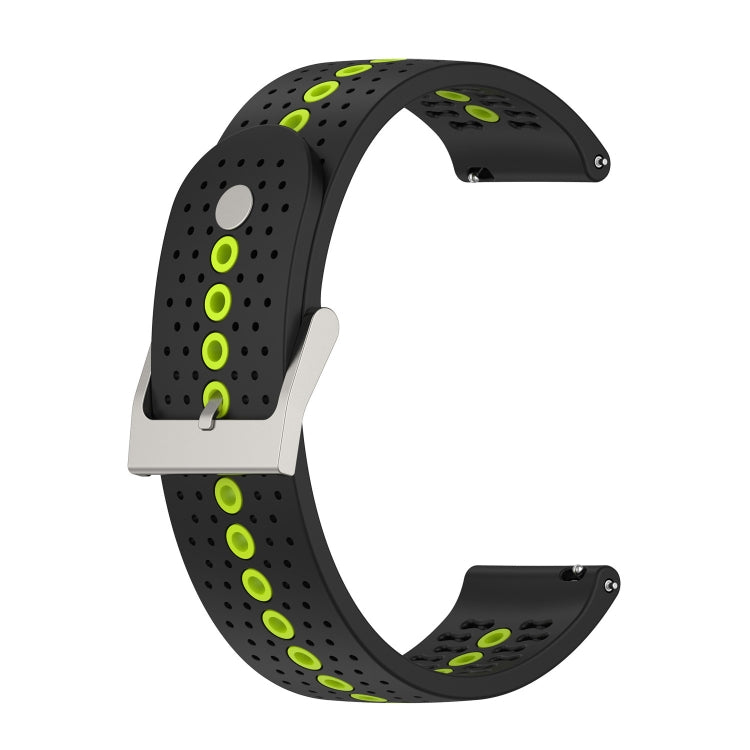 20mm Universal Colorful Hole Silicone Watch Band(Black Lime Green) by buy2fix