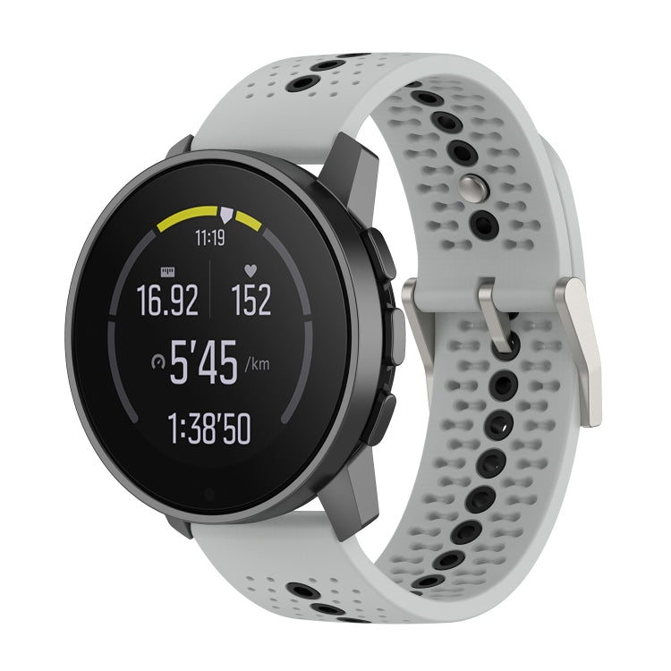 For Suunto 9 Peak Universal Colorful Hole Silicone Watch Band(Grey Black) -  by buy2fix | Online Shopping UK | buy2fix