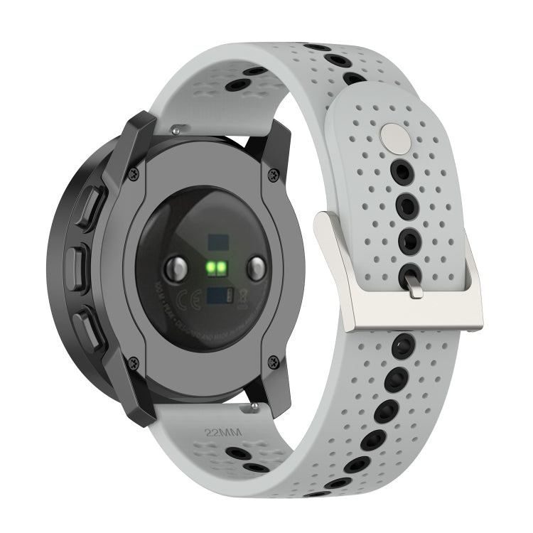For Suunto 9 Peak Universal Colorful Hole Silicone Watch Band(Grey Black) -  by buy2fix | Online Shopping UK | buy2fix