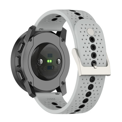 For Suunto 9 Peak Universal Colorful Hole Silicone Watch Band(Grey Black) -  by buy2fix | Online Shopping UK | buy2fix