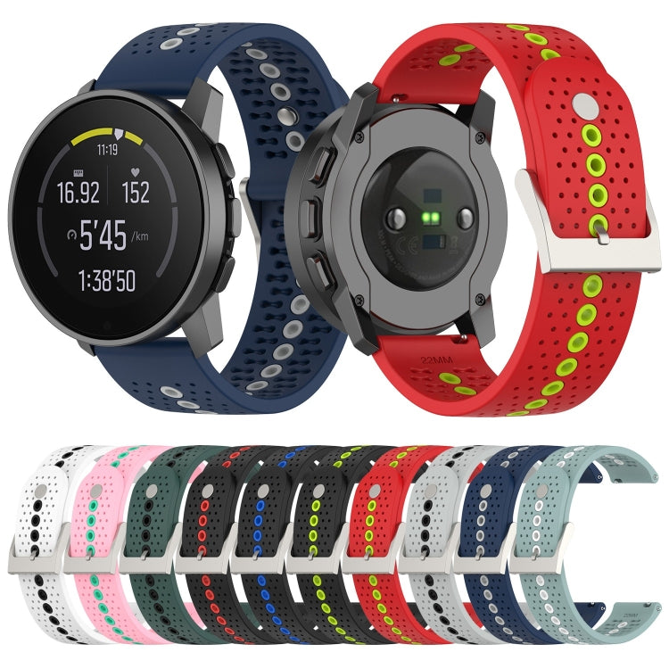 For Suunto 9 Peak Universal Colorful Hole Silicone Watch Band(Grey Black) -  by buy2fix | Online Shopping UK | buy2fix