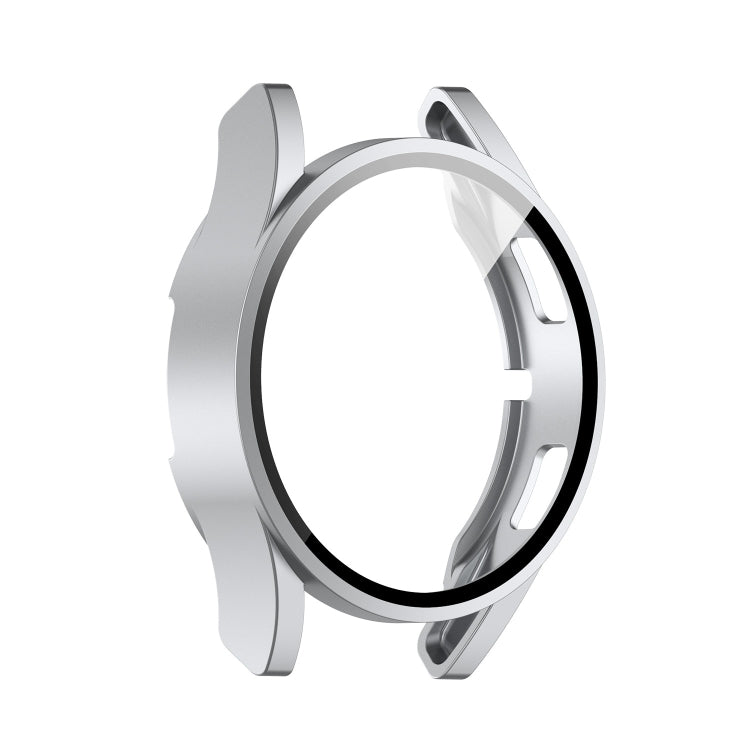 For Samsung Galaxy Watch4 44mm PC Protective Case with Tempered Glass Film(Silver) - Watch Cases by buy2fix | Online Shopping UK | buy2fix