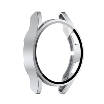 For Samsung Galaxy Watch4 44mm PC Protective Case with Tempered Glass Film(Silver) - Watch Cases by buy2fix | Online Shopping UK | buy2fix