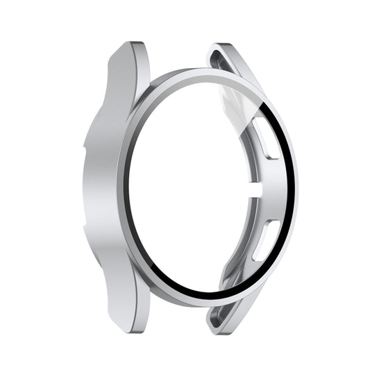 For Samsung Galaxy Watch4 44mm PC Protective Case with Tempered Glass Film(Silver) - Watch Cases by buy2fix | Online Shopping UK | buy2fix