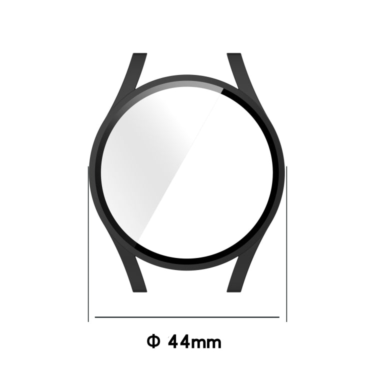 For Samsung Galaxy Watch4 44mm PC Protective Case with Tempered Glass Film(Silver) - Watch Cases by buy2fix | Online Shopping UK | buy2fix
