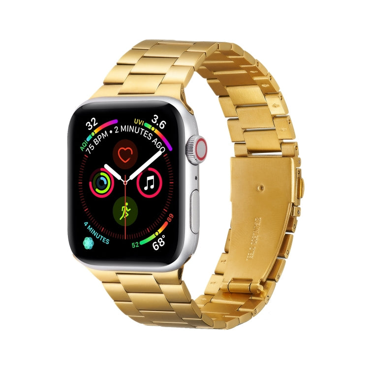 Ultra-thin Three-bead Metal Strap Watch Band For Apple Watch Series 9&8&7 41mm / SE 3&SE 2&6&SE&5&4 40mm / 3&2&1 38mm(Gold) - Watch Bands by buy2fix | Online Shopping UK | buy2fix