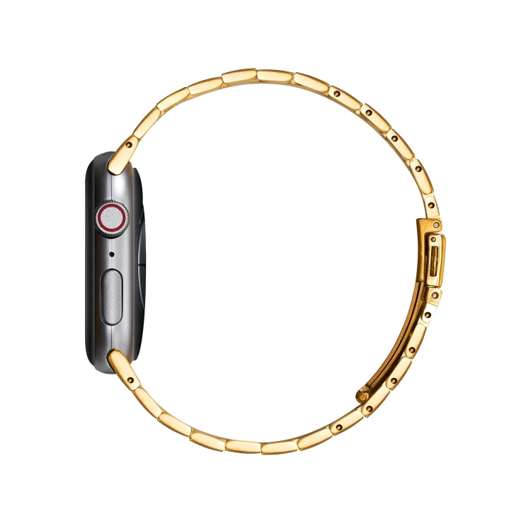 Ultra-thin Three-bead Metal Strap Watch Band For Apple Watch Series 9&8&7 41mm / SE 3&SE 2&6&SE&5&4 40mm / 3&2&1 38mm(Gold) - Watch Bands by buy2fix | Online Shopping UK | buy2fix