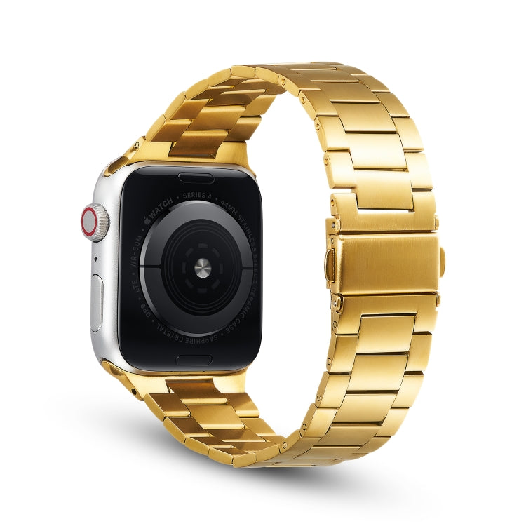 Ultra-thin Three-bead Metal Strap Watch Band For Apple Watch Series 9&8&7 41mm / SE 3&SE 2&6&SE&5&4 40mm / 3&2&1 38mm(Gold) - Watch Bands by buy2fix | Online Shopping UK | buy2fix