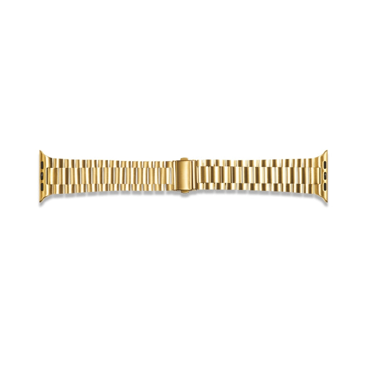 Ultra-thin Three-bead Metal Strap Watch Band For Apple Watch Series 9&8&7 41mm / SE 3&SE 2&6&SE&5&4 40mm / 3&2&1 38mm(Gold) - Watch Bands by buy2fix | Online Shopping UK | buy2fix