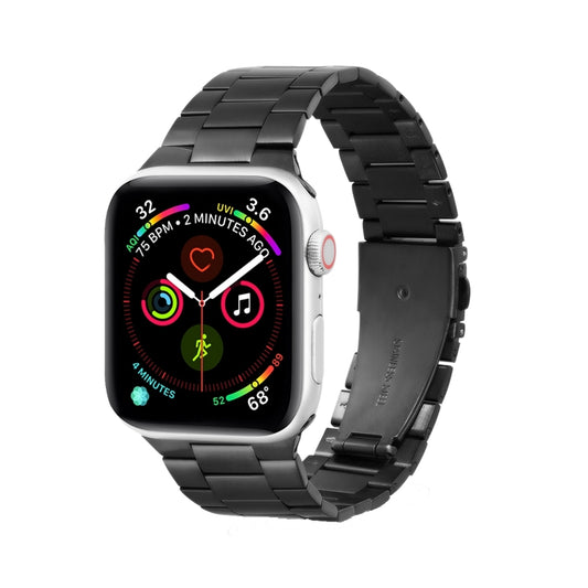 Ultra-thin Three-bead Metal Strap Watch Band For Apple Watch Series 9&8&7 41mm / SE 3&SE 2&6&SE&5&4 40mm / 3&2&1 38mm(Black) - Watch Bands by buy2fix | Online Shopping UK | buy2fix
