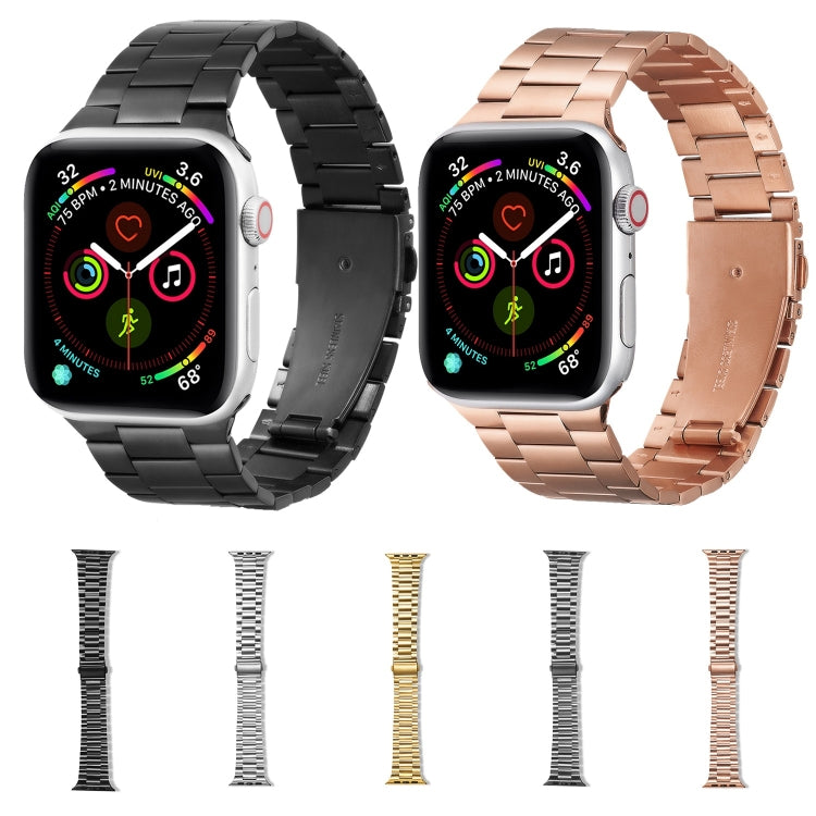 Ultra-thin Three-bead Metal Strap Watch Band For Apple Watch Series 9&8&7 41mm / SE 3&SE 2&6&SE&5&4 40mm / 3&2&1 38mm(Black) - Watch Bands by buy2fix | Online Shopping UK | buy2fix