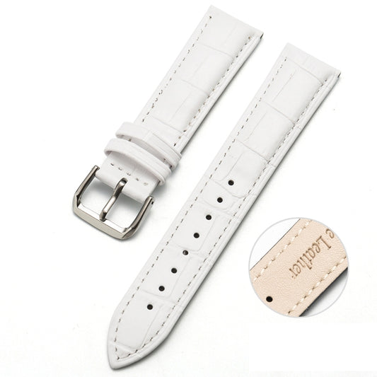 14mm Two-layer Cowhide Leather Bamboo Joint Texture Watch Band(White) - Watch Bands by buy2fix | Online Shopping UK | buy2fix
