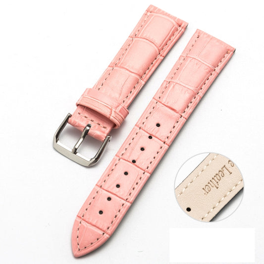 18mm Two-layer Cowhide Leather Bamboo Joint Texture Watch Band(Pink) - Watch Bands by buy2fix | Online Shopping UK | buy2fix