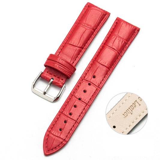 24mm Two-layer Cowhide Leather Bamboo Joint Texture Watch Band(Red) - Watch Bands by buy2fix | Online Shopping UK | buy2fix