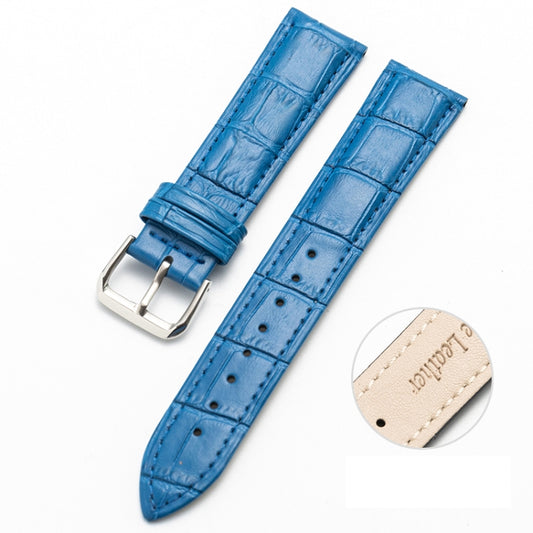 24mm Two-layer Cowhide Leather Bamboo Joint Texture Watch Band(Blue) - Watch Bands by buy2fix | Online Shopping UK | buy2fix