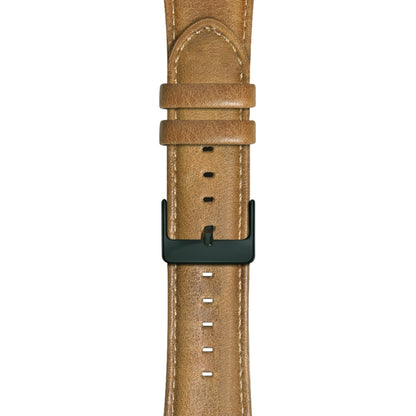 For Apple Watch Series 7 41mm / 6 & SE & 5 & 4 40mm / 3 & 2 & 1 38mm Oil Wax Genuine Leather Strap Watch Band(Yellow Brown) - Watch Bands by buy2fix | Online Shopping UK | buy2fix