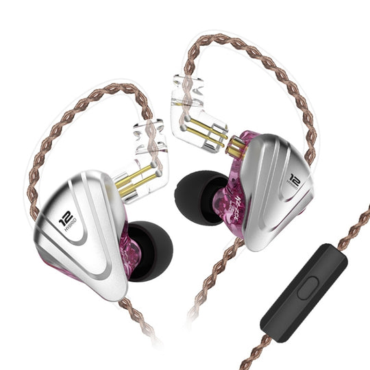 KZ ZSX 12-unit Ring Iron Metal Gaming In-ear Wired Earphone, Mic Version(Purple)