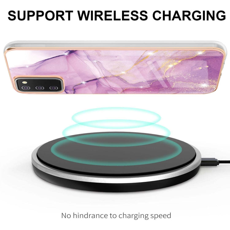 For Samsung Galaxy A02s Version Electroplating Marble Pattern Dual-side IMD TPU Shockproof Case(Purple 001) by buy2fix