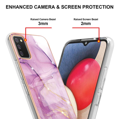 For Samsung Galaxy A02s Version Electroplating Marble Pattern Dual-side IMD TPU Shockproof Case(Purple 001) by buy2fix