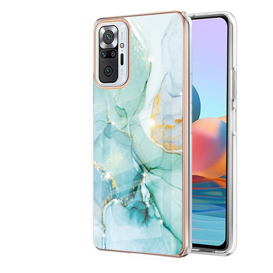For Xiaomi Redmi Note 10 Pro / 10 Pro Max Electroplating Marble Pattern Dual-side IMD TPU Shockproof Case(Green 003) by buy2fix