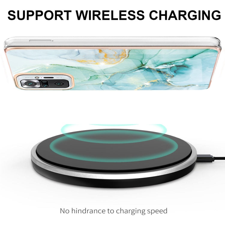 For Xiaomi Redmi Note 10 Pro / 10 Pro Max Electroplating Marble Pattern Dual-side IMD TPU Shockproof Case(Green 003) by buy2fix