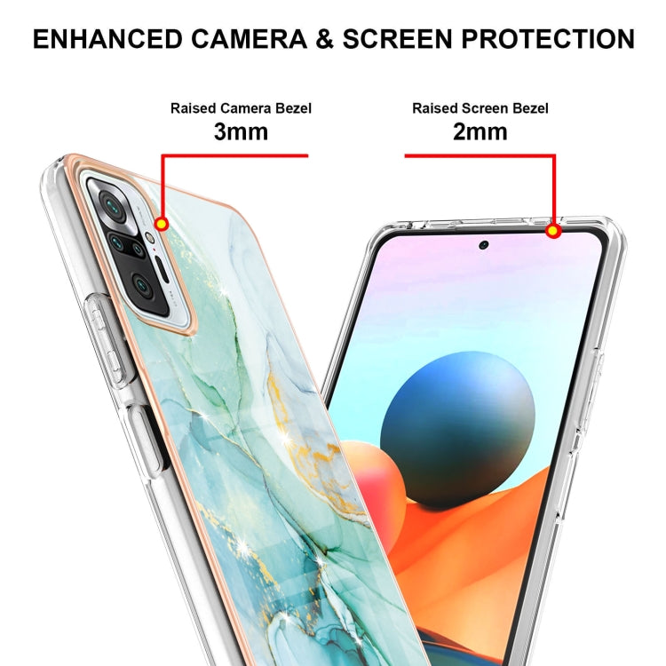 For Xiaomi Redmi Note 10 Pro / 10 Pro Max Electroplating Marble Pattern Dual-side IMD TPU Shockproof Case(Green 003) by buy2fix