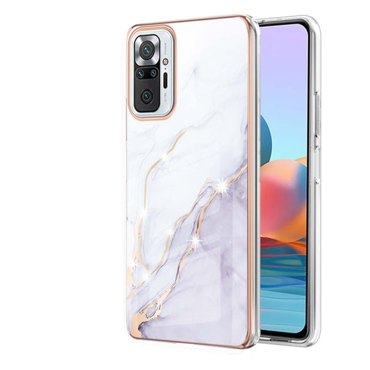 For Xiaomi Redmi Note 10 Pro / 10 Pro Max Electroplating Marble Pattern Dual-side IMD TPU Shockproof Case(White 006) by buy2fix
