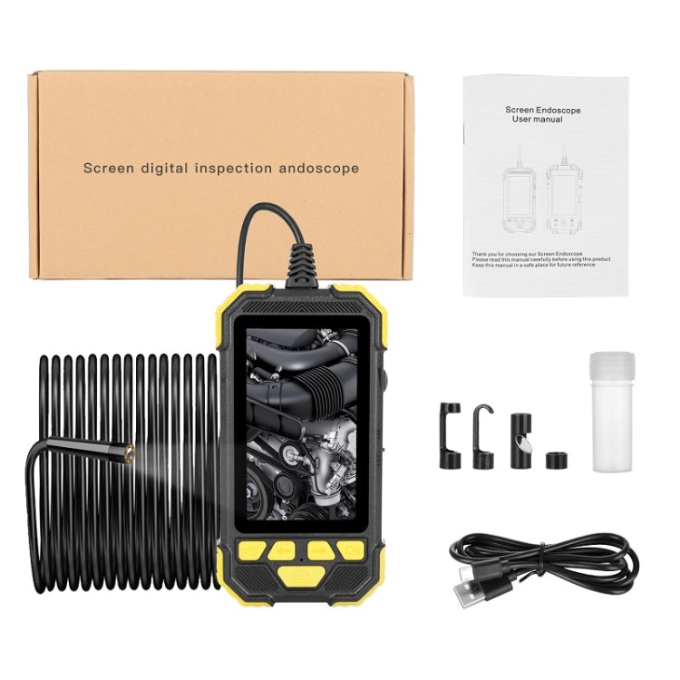 Y19 8mm Single Lens Hand-held Hard-wire Endoscope with 4.3-inch IPS Color LCD Screen, Cable Length:3.5m(Yellow) by buy2fix