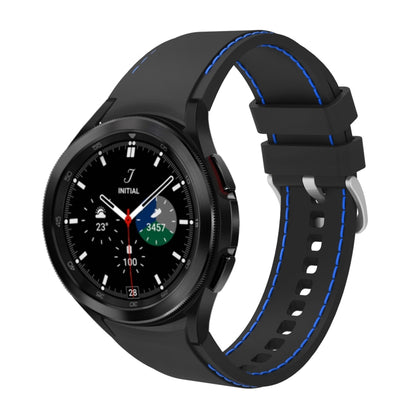 For Samsung Galaxy Watch4 / Watch4 Classic Silicone Stitching Watch Band(Black Blue) - Watch Bands by buy2fix | Online Shopping UK | buy2fix