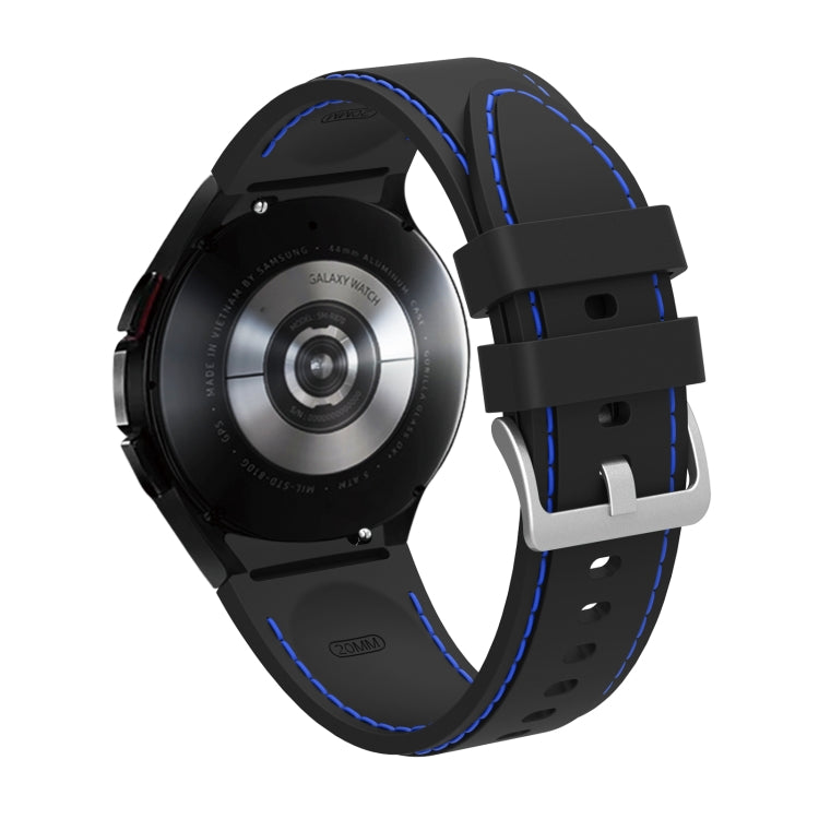 For Samsung Galaxy Watch4 / Watch4 Classic Silicone Stitching Watch Band(Black Blue) - Watch Bands by buy2fix | Online Shopping UK | buy2fix