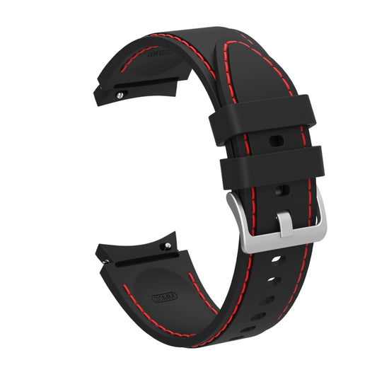 For Samsung Galaxy Watch4 / Watch4 Classic Silicone Stitching Watch Band(Black Red) - Watch Bands by buy2fix | Online Shopping UK | buy2fix