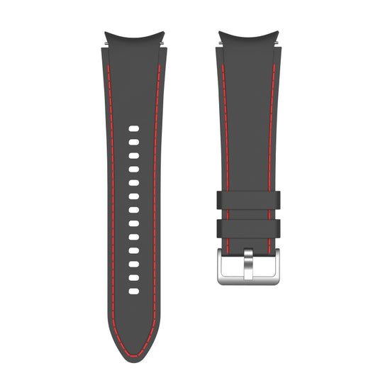 For Samsung Galaxy Watch4 / Watch4 Classic Silicone Stitching Watch Band(Black Red) - Watch Bands by buy2fix | Online Shopping UK | buy2fix