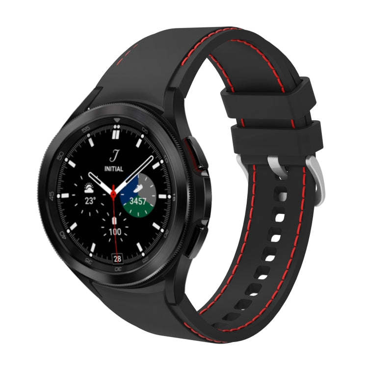 For Samsung Galaxy Watch4 / Watch4 Classic Silicone Stitching Watch Band(Black Red) - Watch Bands by buy2fix | Online Shopping UK | buy2fix