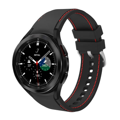 For Samsung Galaxy Watch4 / Watch4 Classic Silicone Stitching Watch Band(Black Red) - Watch Bands by buy2fix | Online Shopping UK | buy2fix
