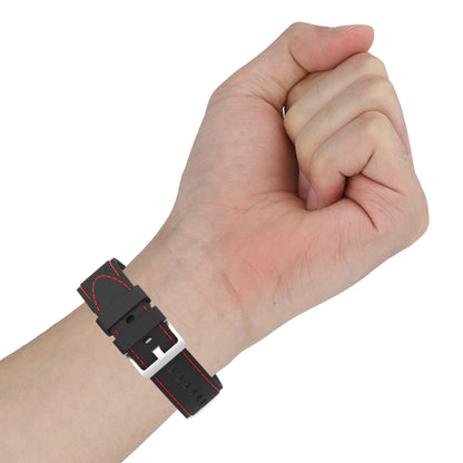 For Samsung Galaxy Watch4 / Watch4 Classic Silicone Stitching Watch Band(Black Red) - Watch Bands by buy2fix | Online Shopping UK | buy2fix